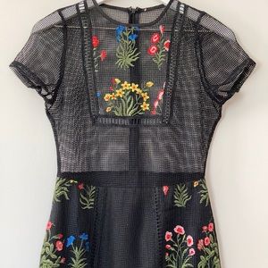 Boutique black floral and mesh dress